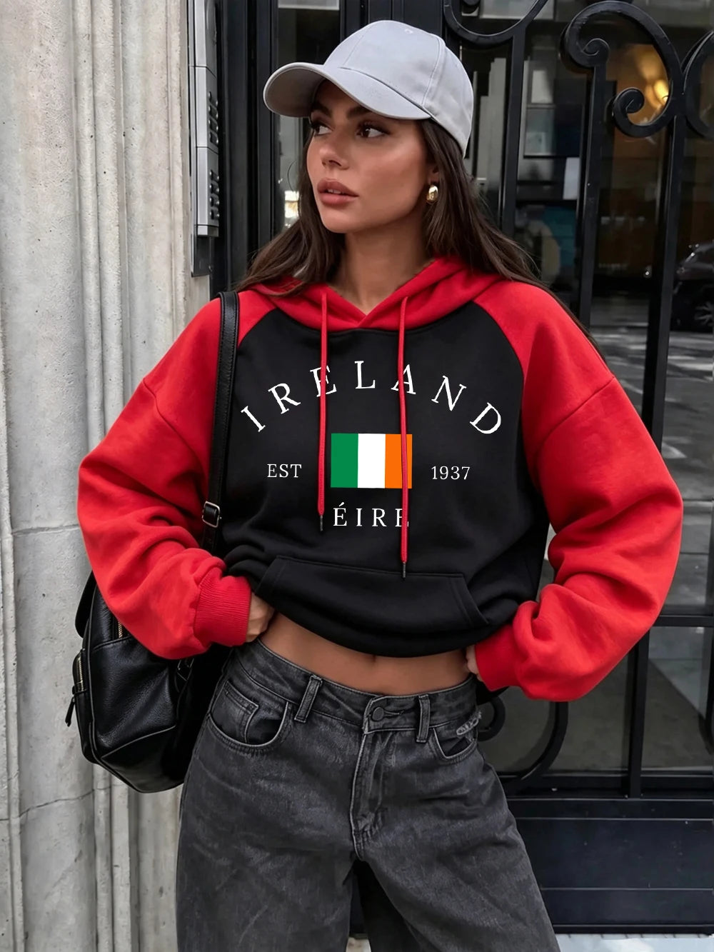 Sweat à capuche imprimé Irlande Éire pour femmes