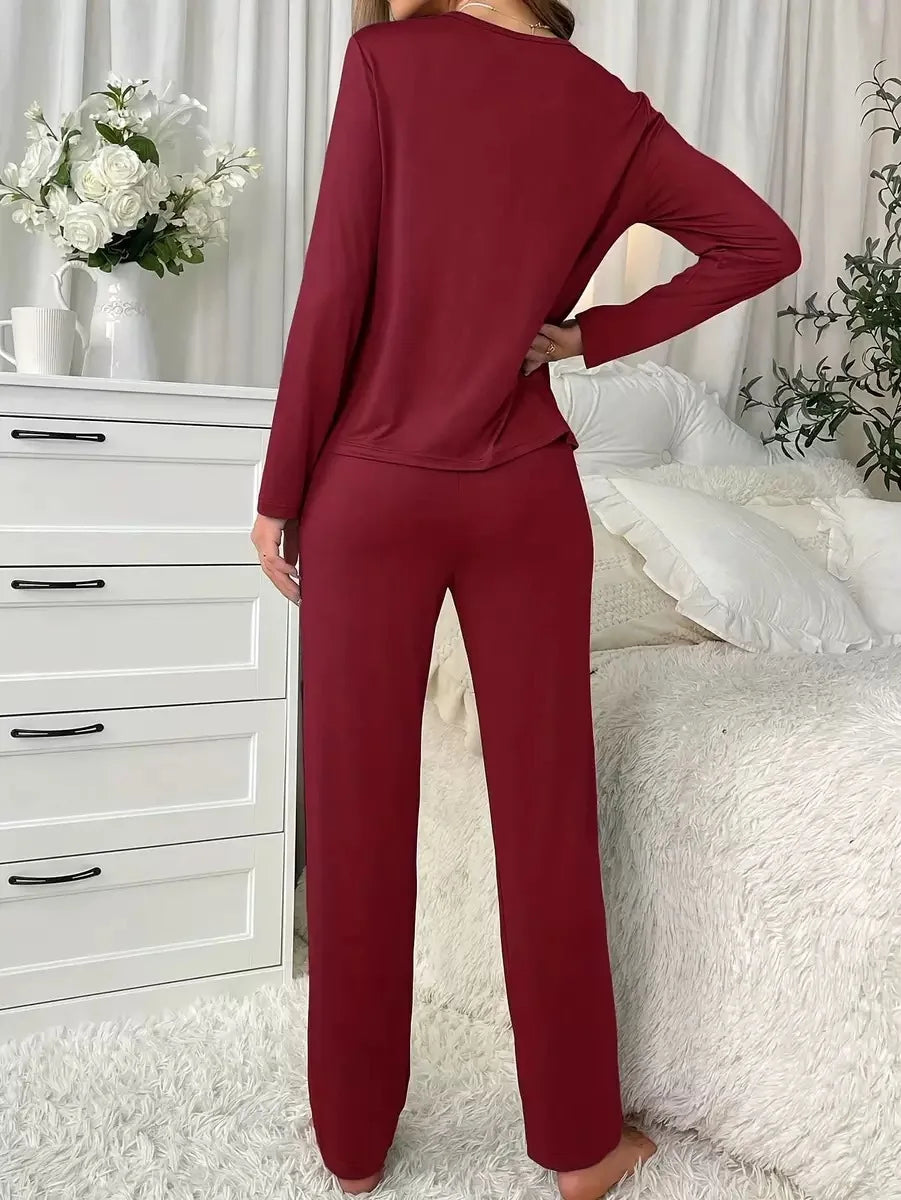 Ensembles de pyjama à col rond pour femmes