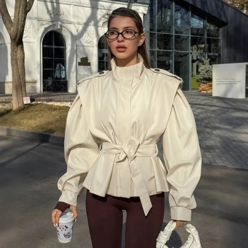 Veste décontracté à lacets mince pour femmes