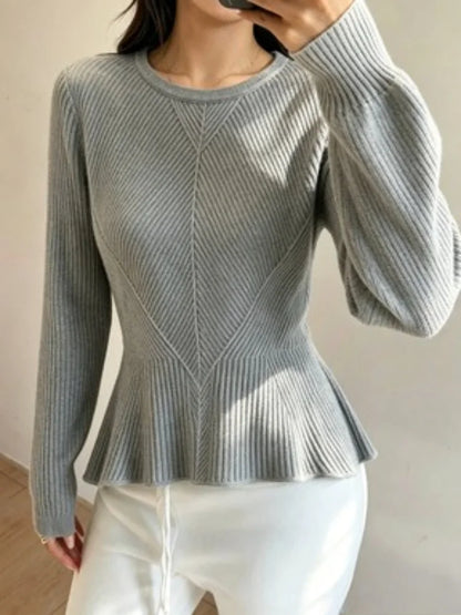 Pull Côtelé Femme – Maille Ajustée et Élégante
