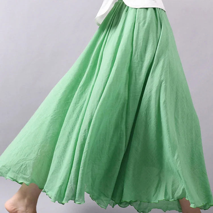 Jupe maxi en lin taille haute pour femmes