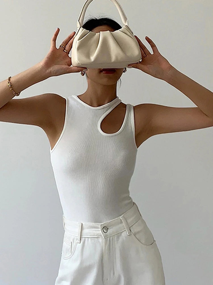 T-shirt col rond sans manches pour femmes