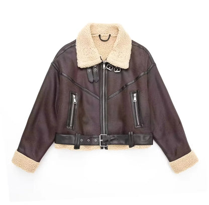 Veste Courte Femme – Ceinture et Fermeture Zippée