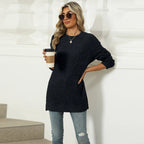 T-shirt à manches longues fendu pour femmes