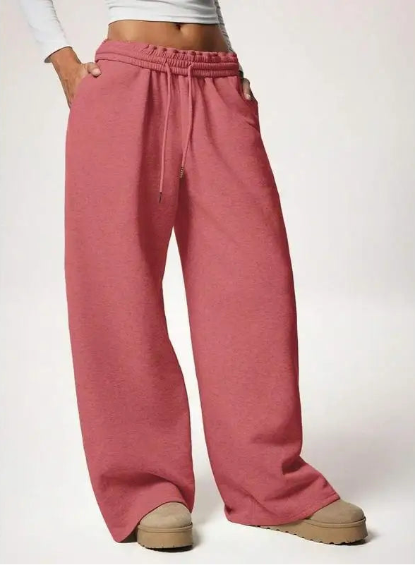 Pantalon large en molleton élastique avec doublure polaire pour femmes