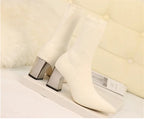 Bottines extensibles en tricot de haute qualité pour femmes