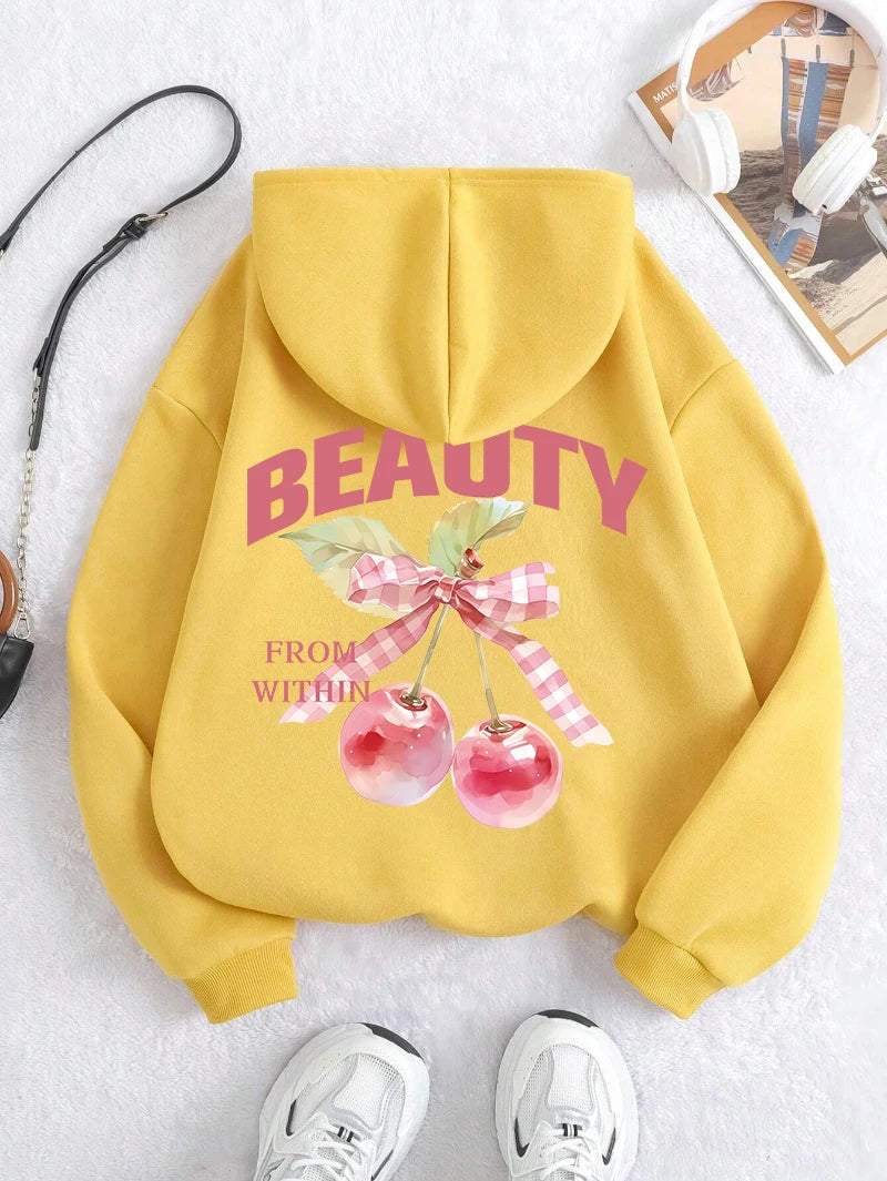 Sweat à capuche Pink Cherries pour femmes
