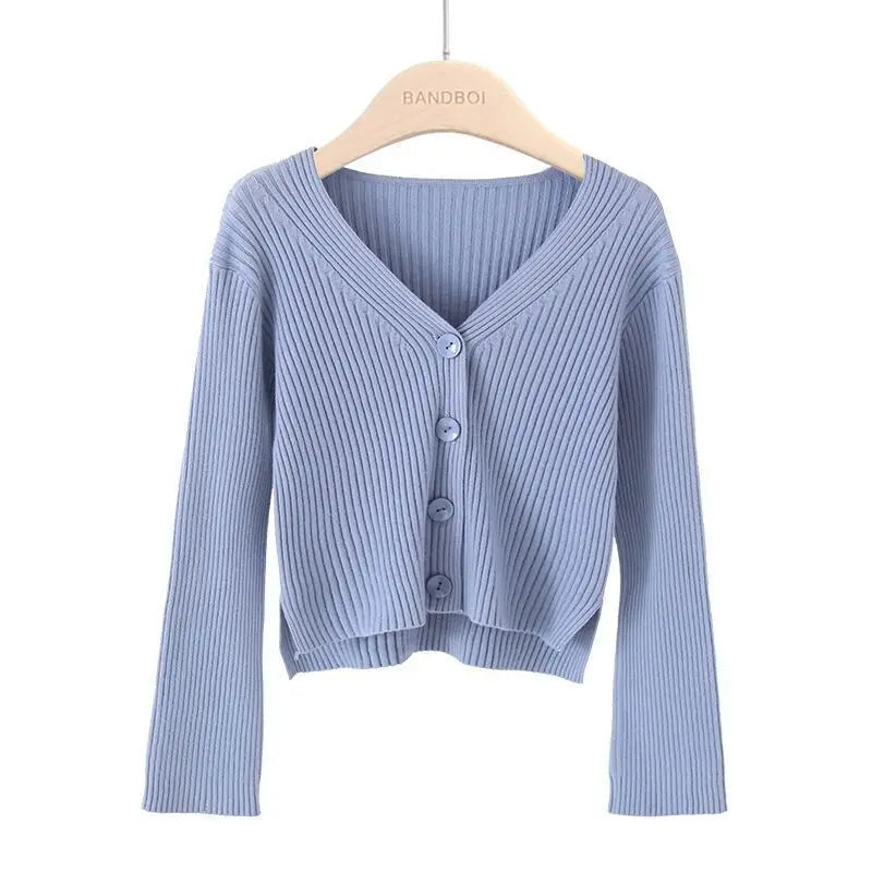 Cardigan court à boutons pour femmes