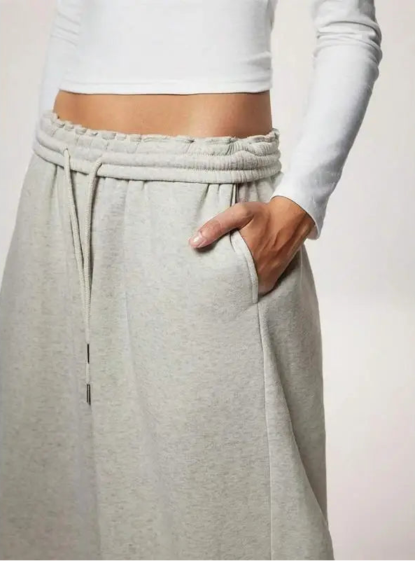Pantalon large en molleton élastique avec doublure polaire pour femmes