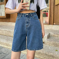 Bermuda en jean noir à boutons droits pour femmes