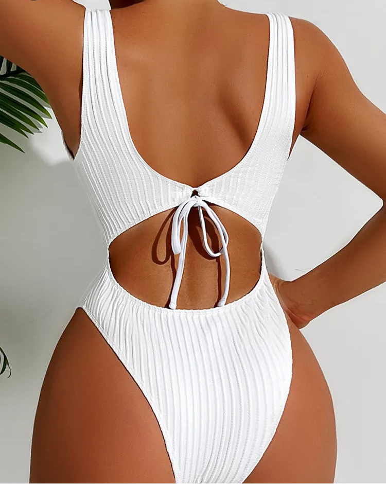 Maillot de bain une pièce à bretelles sexy, coupe haute, dos nu, pour femmes