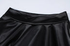 Robe moulante sexy en similicuir à plis pour femmes