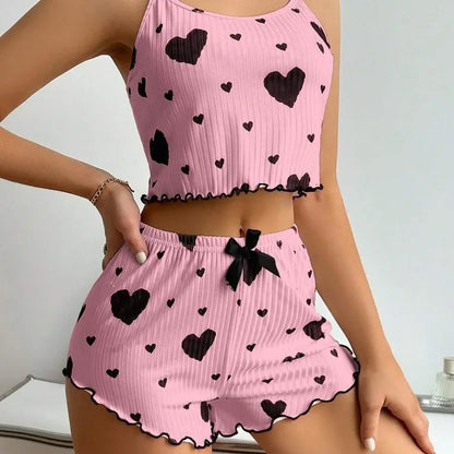 Pyjama 2 Pièces Femme – Bretelles Fines et Imprimé