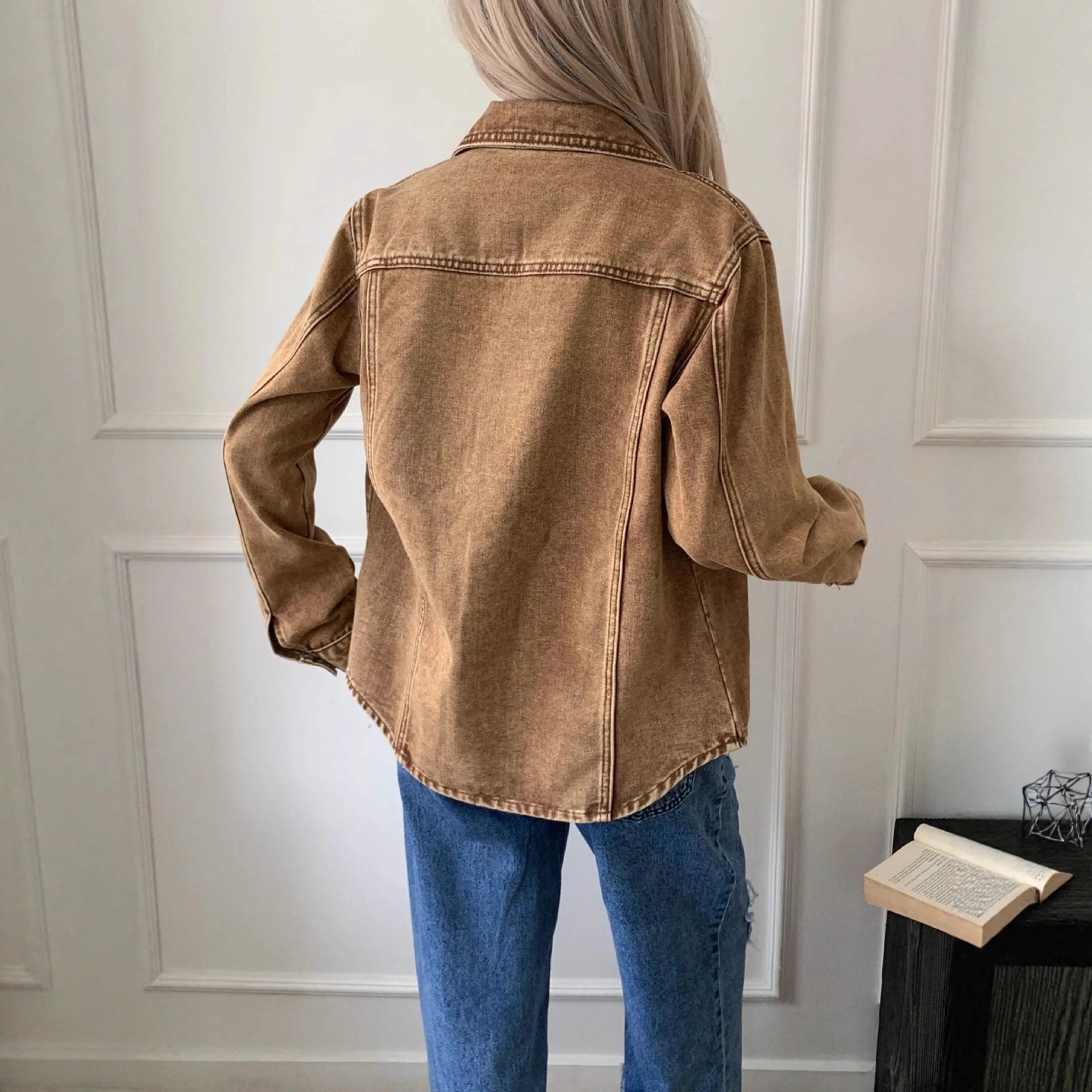 Veste en jean décontractée à manches longues pour femmes