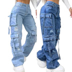 Jean décontracté taille haute pour femmes