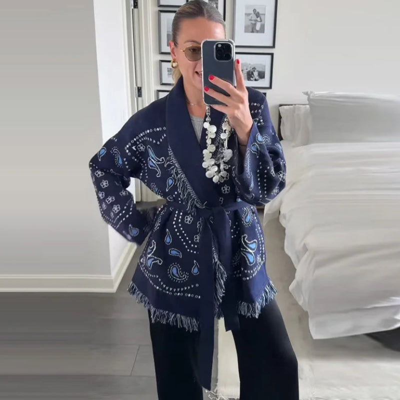Cardigan tricoté à franges pour femmes