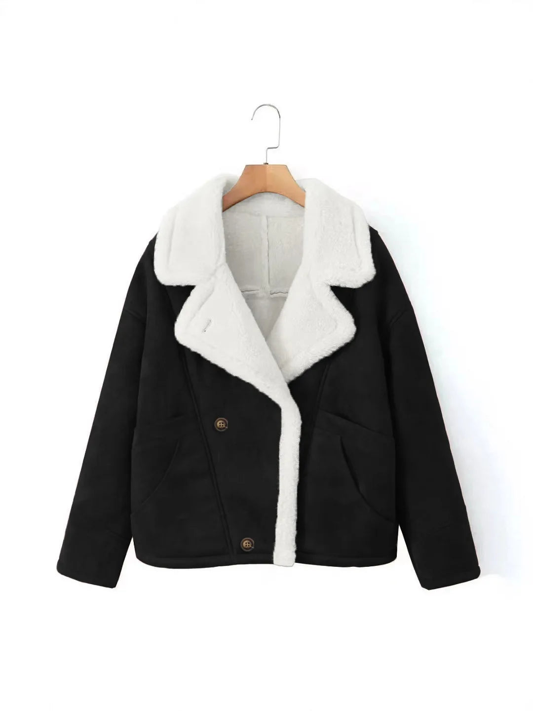 Veste Rétro Femme – Effet Laine d’Agneau et Patchwork