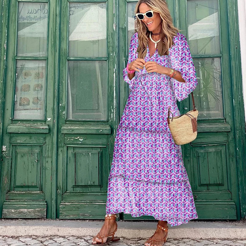 Robe Longue Femme – Manches Bouffantes