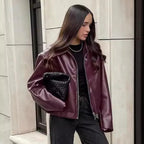 Veste en cuir ample et tendance pour femmes