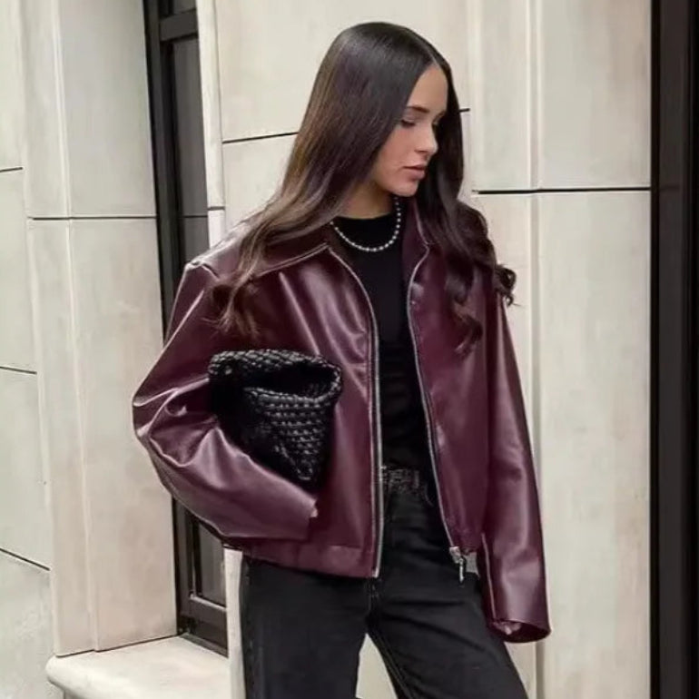 Veste en cuir ample et tendance pour femmes