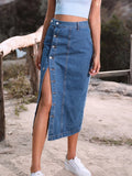Jupes longues en Denim taille haute décontractée moulante pour femmes