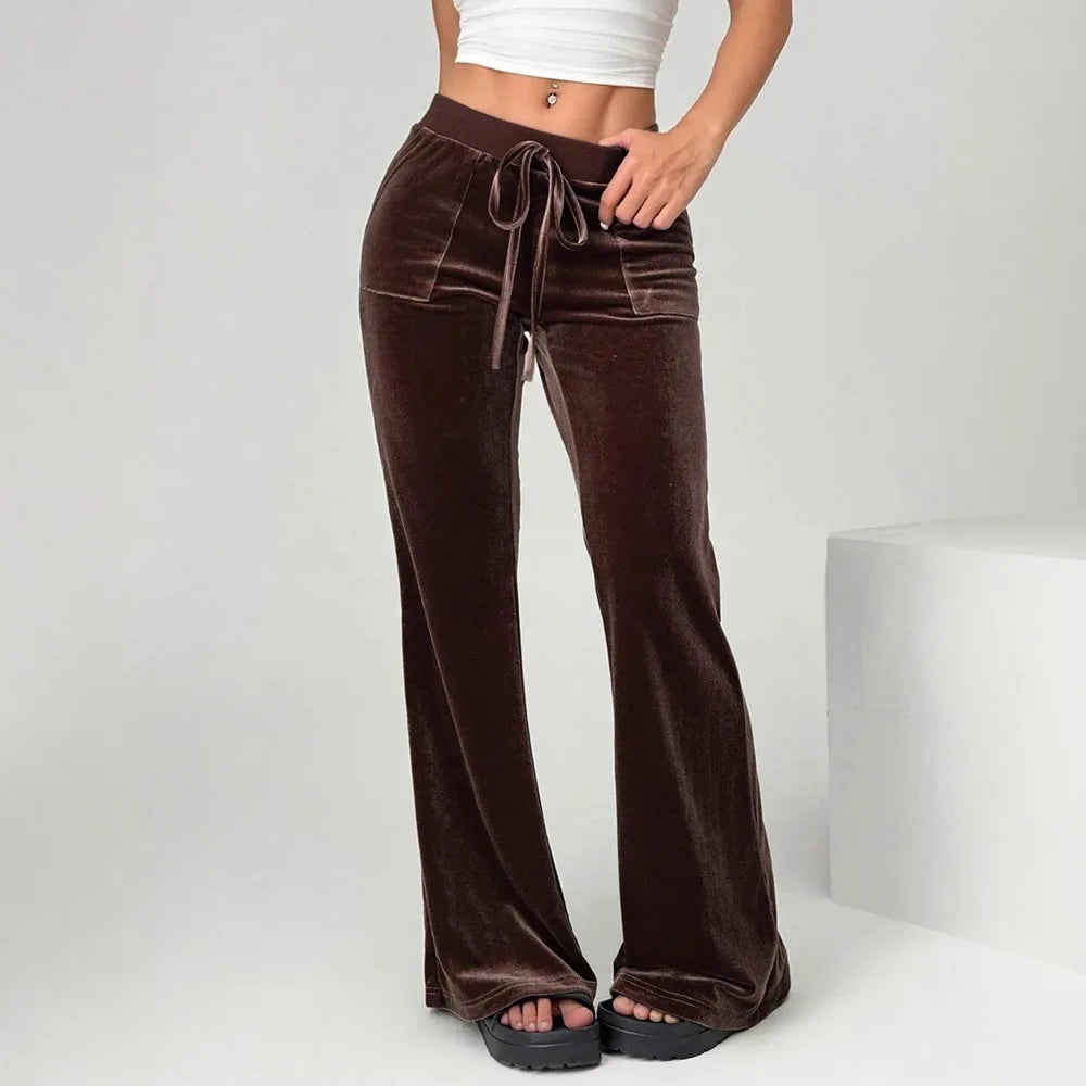 Pantalon évasé taille haute pour femmes