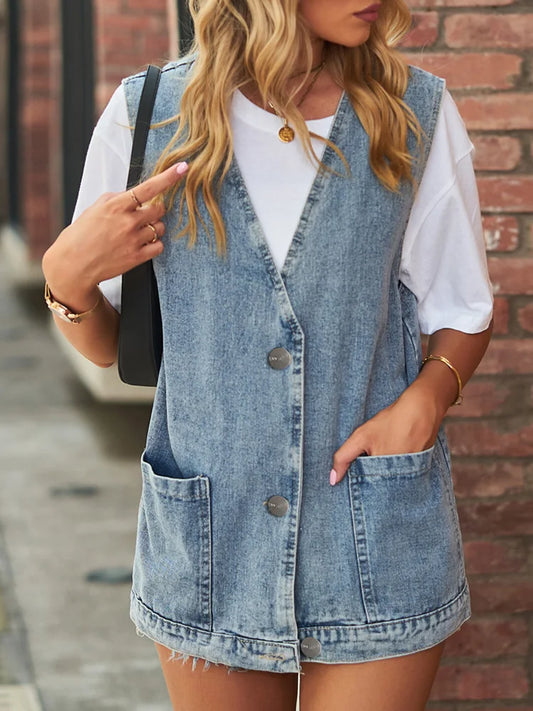 Gilet Vintage en Jean Femme – Grand Col V