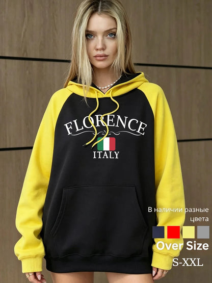 Sweat à Capuche Raglan Femme – Imprimé Florence Italie