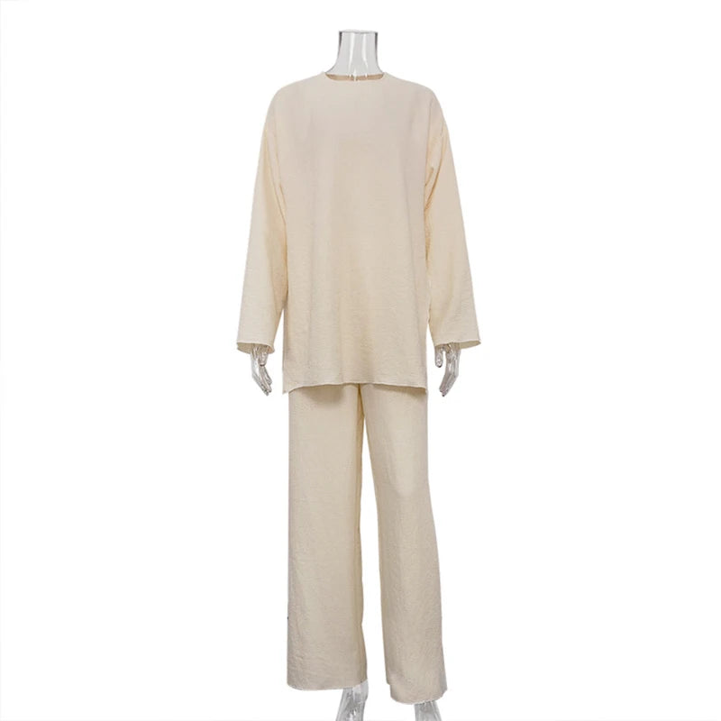 Ensemble femme pantalon monochrome décontracté