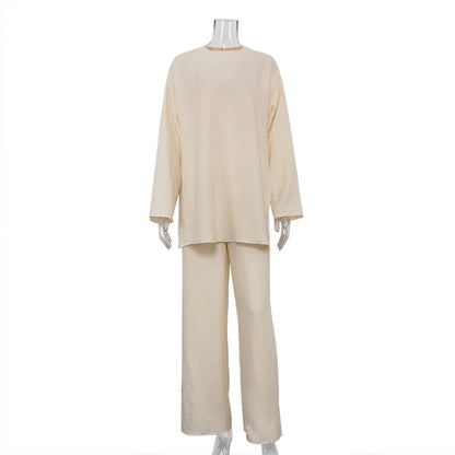 Ensemble femme pantalon monochrome décontracté