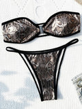 Maillot de bain deux pièces en peau de serpent pour femmes