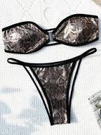 Maillot de bain deux pièces en peau de serpent pour femmes