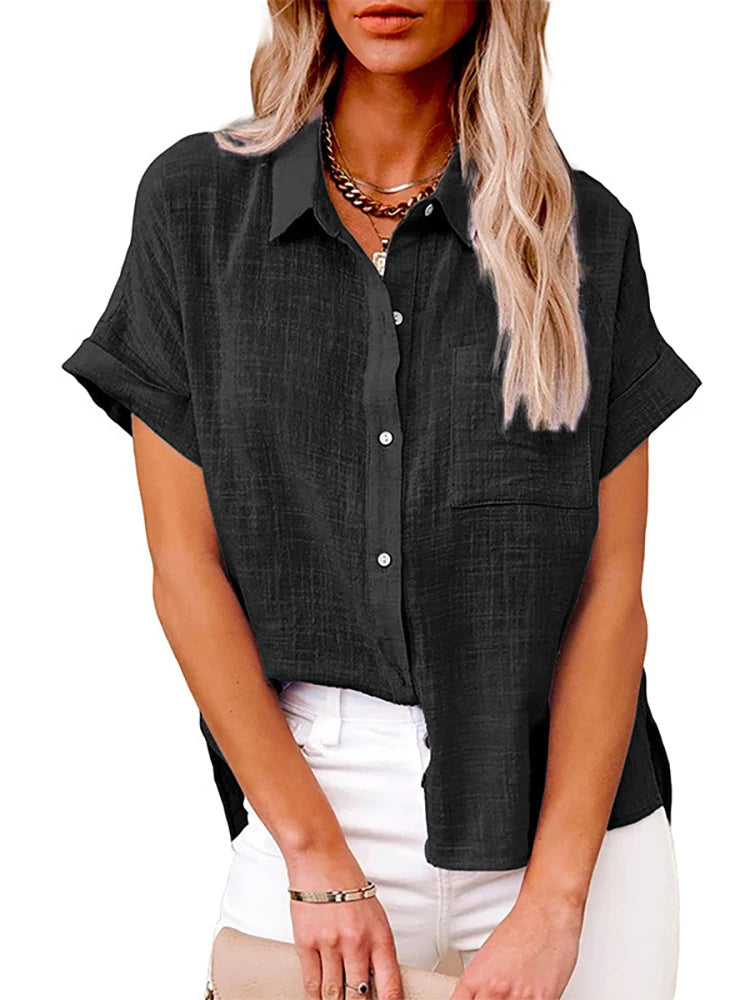 Chemise surdimensionnée en lin pour femmes
