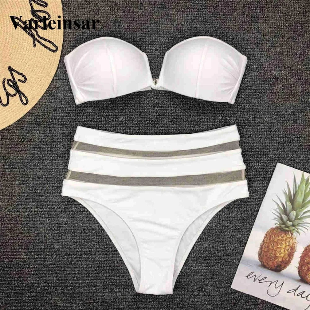 Maillot de bain deux pièces taille haute avec soutien-gorge pour femmes