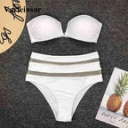 Maillot de bain deux pièces taille haute avec soutien-gorge pour femmes