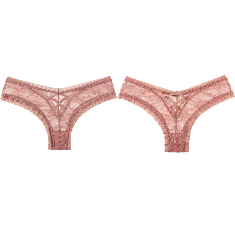 Culottes taille basse en dentelle maille transparente pour femmes