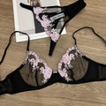 Ensemble soutien-gorge sexy en maille respirante et string pour femmes