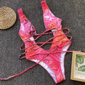 Maillot de bain une pièce décolleté en V profond pour femmes