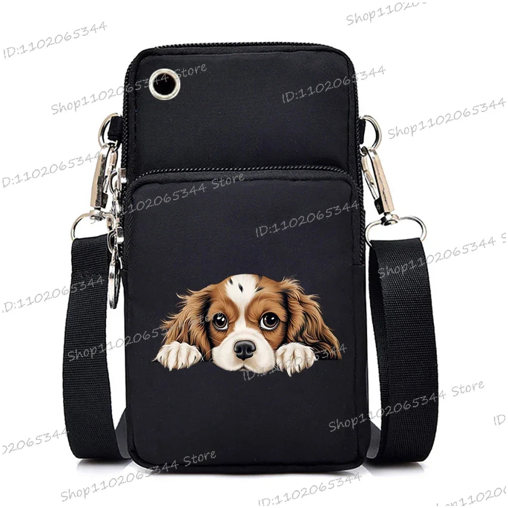 Sac à main pour téléphone portable imprimé chien 3D pour femmes