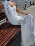 Robe Maxi sans bretelles à col écharpe pour femmes