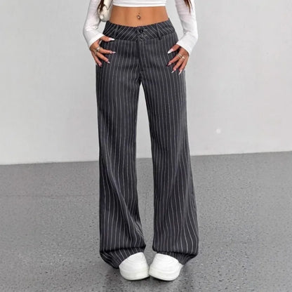 Pantalon Large Rayé Femme – Coupe Décontractée