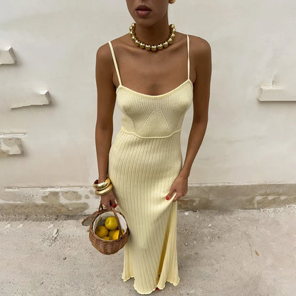 Robe Longue Femme – Maille Ajustée et Col V