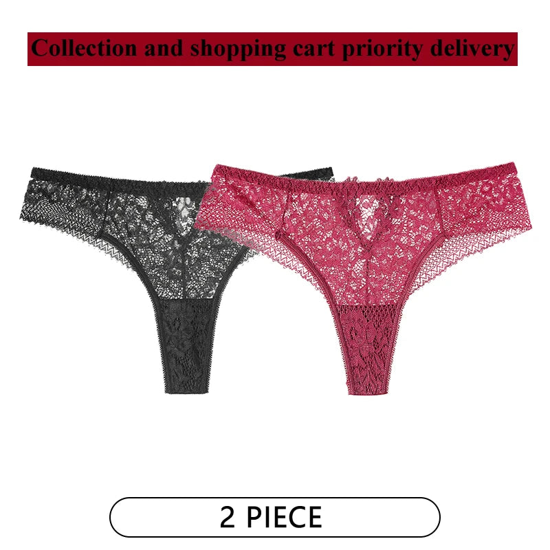String sexy en dentelle brodée pour femmes