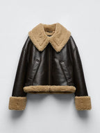 Veste chaude en fausse fourrure de cuir pour femmes