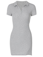 Mini robe fendue à manches courtes pour femmes