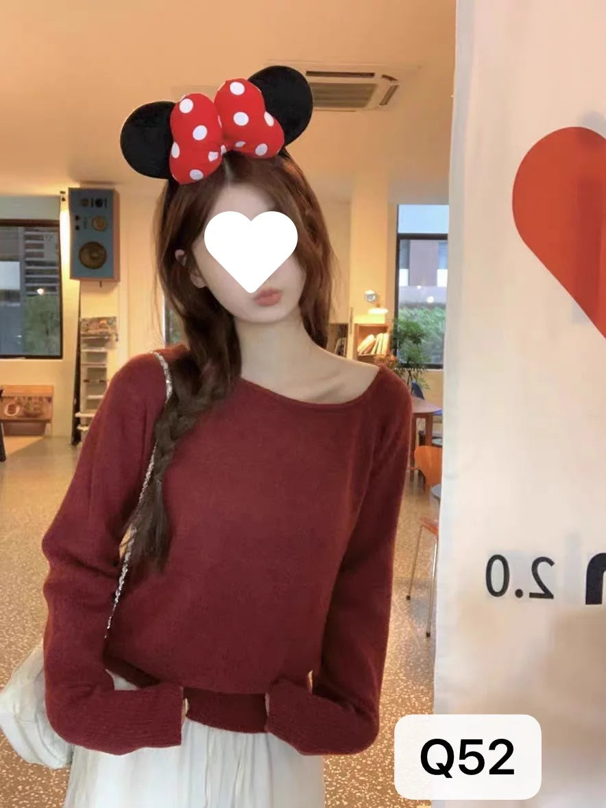 Haut Court en Maille Femme – Coupe Ample et Épaules Tombantes