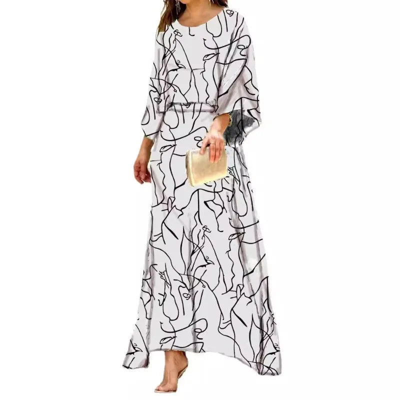 Ensemble robe longue imprimée et bustier à manches longues et taille haute pour femmes