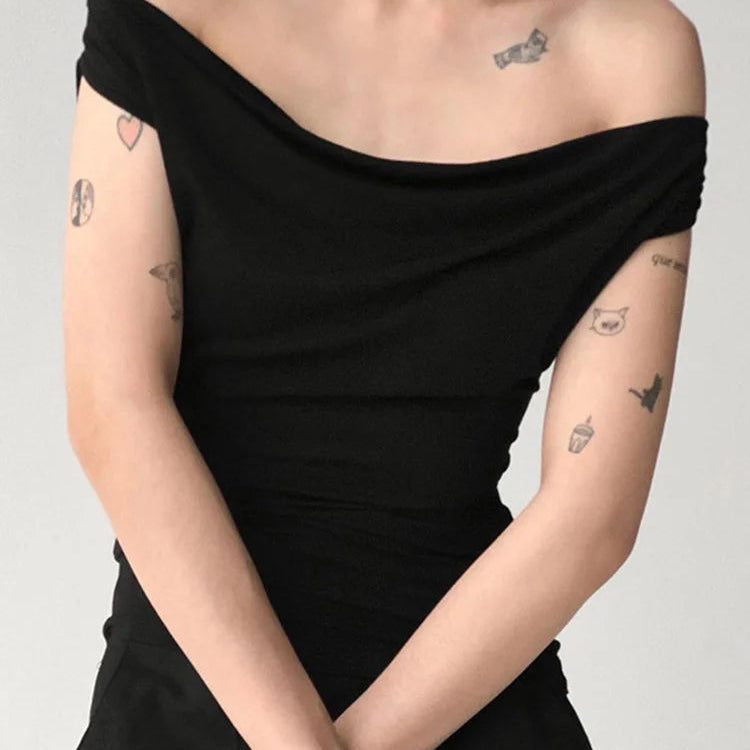 Tops à manches courtes et épaules nues pour femmes