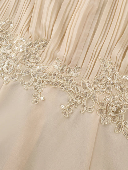 Robe Mousseline Femme – Col à Nœud Élégant