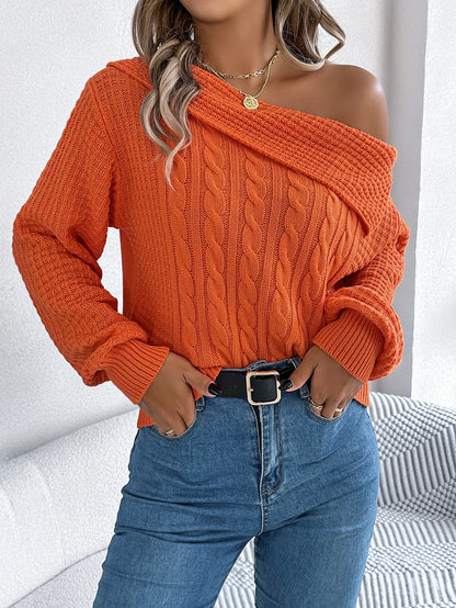 Pull Torsadé Femme – Épaules Dénudées Élégantes